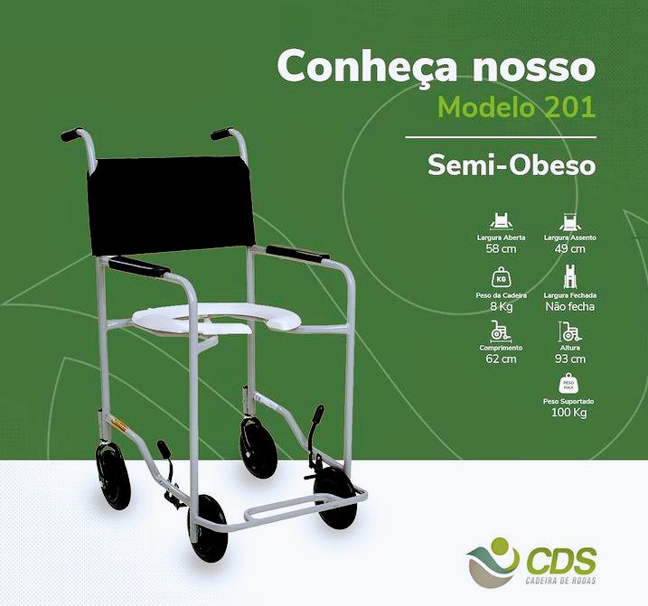 Cadeira de Rodas CDS Modelo 201 Semi-Obeso